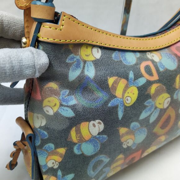 Dooney & Bourke Multicolor Bees Coated Canvas Leather Trim Hobo Shoulder Bag - Picture 7 of 16